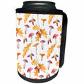 3dRose Alexis Design - Pattern Autumn - Charming pattern of oak leaves, acorns, mushrooms on white - Can Cooler Bottle Wrap (cc_292885)