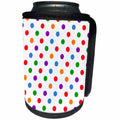 3dRose Alexis Design - Pattern Dot Line Chevron - Polka dot pattern of red, blue, gray, orange, purple dots on white - Can Cooler Bottle Wrap (cc_292918)