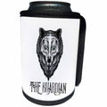 3dRose Alexis Design - Mystic - Wolf face drawing. A text The guardian on white. Mystical animal - Can Cooler Bottle Wrap (cc_292925)