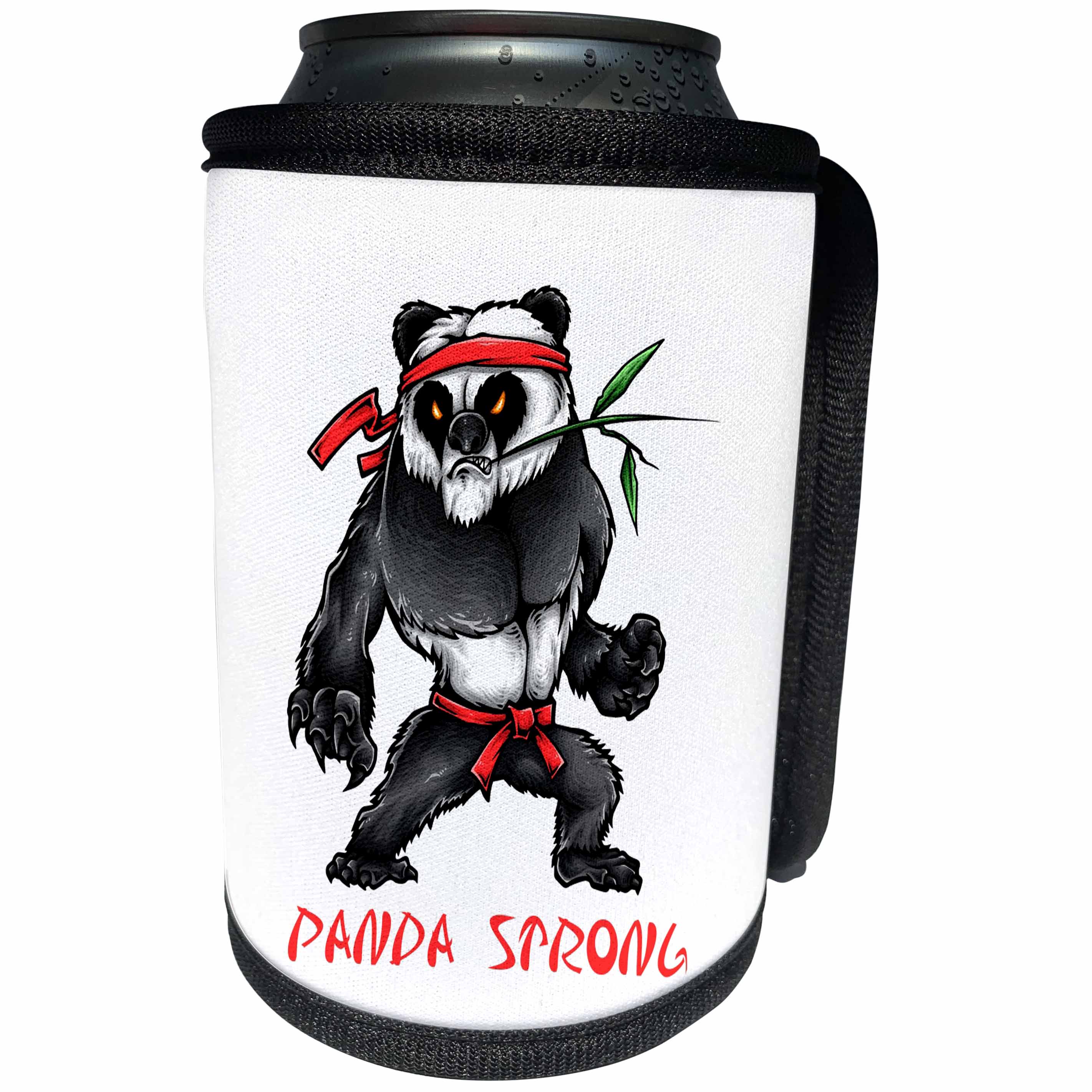 3dRose Alexis Design - Funny - Ninja Panda. A text Panda Strong. Inspirational design - Can Cooler Bottle Wrap (cc_292940)