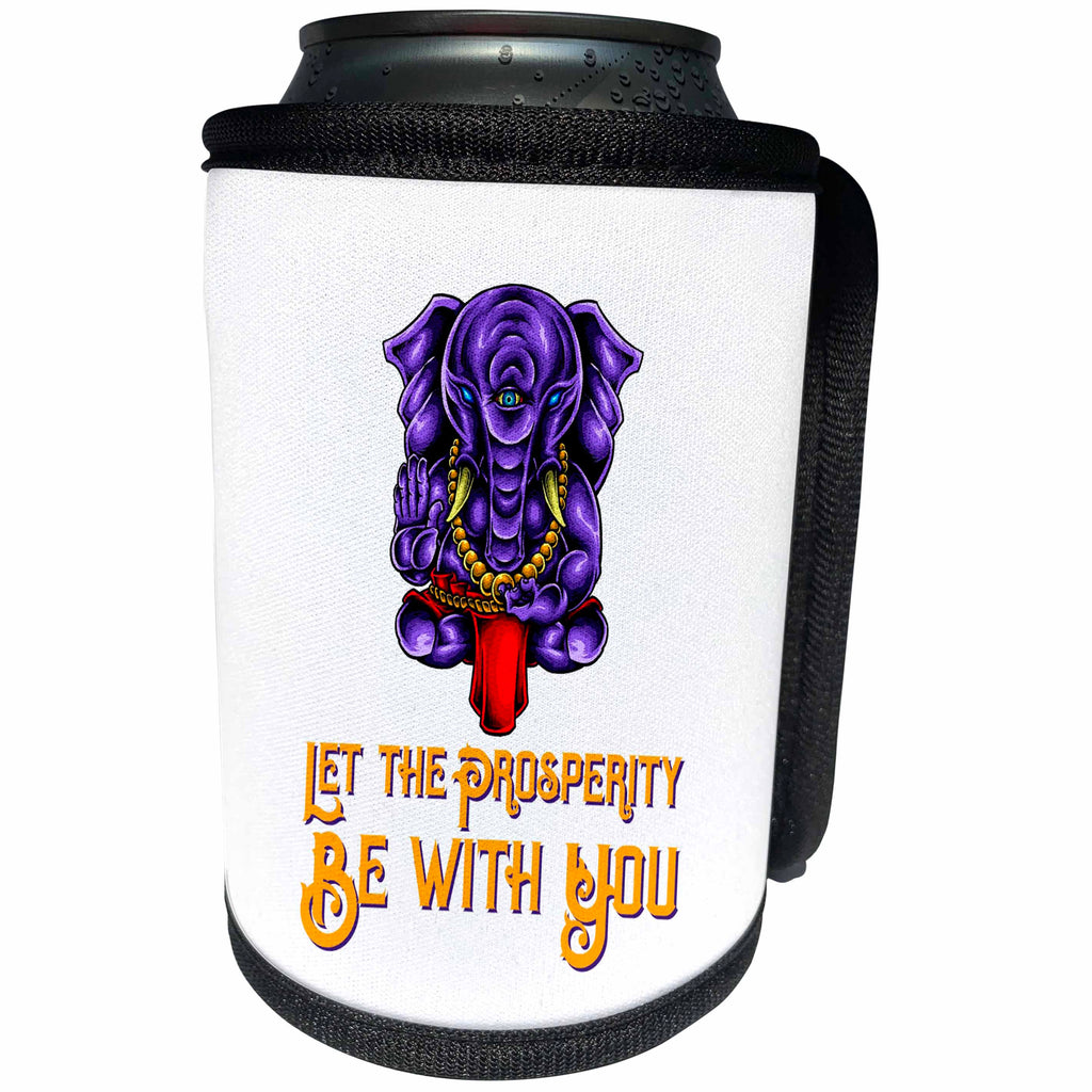 3dRose Alexis Design - Positive - Image of Ganesh god. A text Let the prosperity be with you - Can Cooler Bottle Wrap (cc_292942)