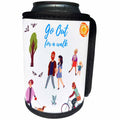 3dRose Alexis Design - Inspirational - People in the street. A text Go out for a walk. Positive design - Can Cooler Bottle Wrap (cc_292949)