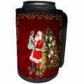 3dRose Heike Köhnen Design Holiday - Christmas Santa Claus with girl and christmas tree - Can Cooler Bottle Wrap (cc_293108)