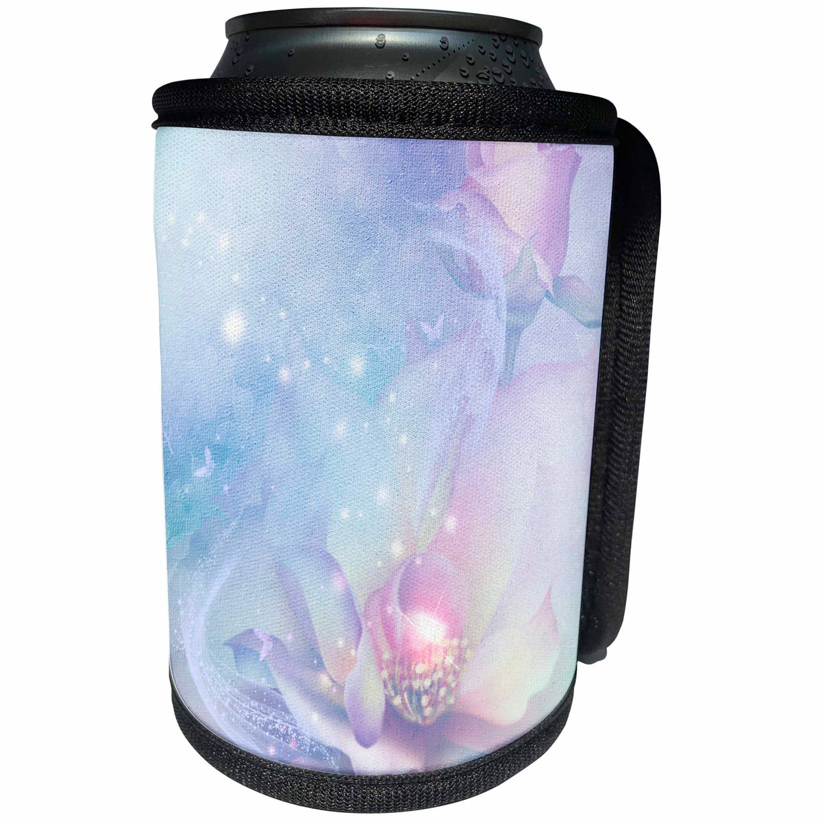 3dRose Heike Köhnen Design Nature Flowers - Wonderful roses soft colors and butterflies - Can Cooler Bottle Wrap (cc_293109)