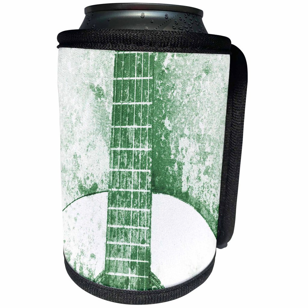3dRose Patricia Sanders Creations - Vintage Green Guitar Music Instruments - Can Cooler Bottle Wrap (cc_29314)