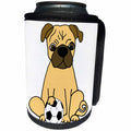3dRose All Smiles Art - Pets - Cute Funny Pug Puppy Dog Playing Soccer Cartoon - Can Cooler Bottle Wrap (cc_293144)