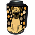3dRose All Smiles Art - Pets - Cute Funny Pug Puppy Dog and Circle Pattern Abstract Art - Can Cooler Bottle Wrap (cc_293145)