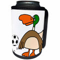 3dRose All Smiles Art - Birds - Cute Funny Mallard Duck Playing Soccer Cartoon - Can Cooler Bottle Wrap (cc_293149)