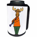 3dRose All Smiles Art - Animals - Cute Funny Moose Playing Clarinet or Flute Cartoon - Can Cooler Bottle Wrap (cc_293154)