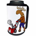 3dRose All Smiles Art - Animals - Cute Funny Moose using Snow Blower Cartoon - Can Cooler Bottle Wrap (cc_293163)