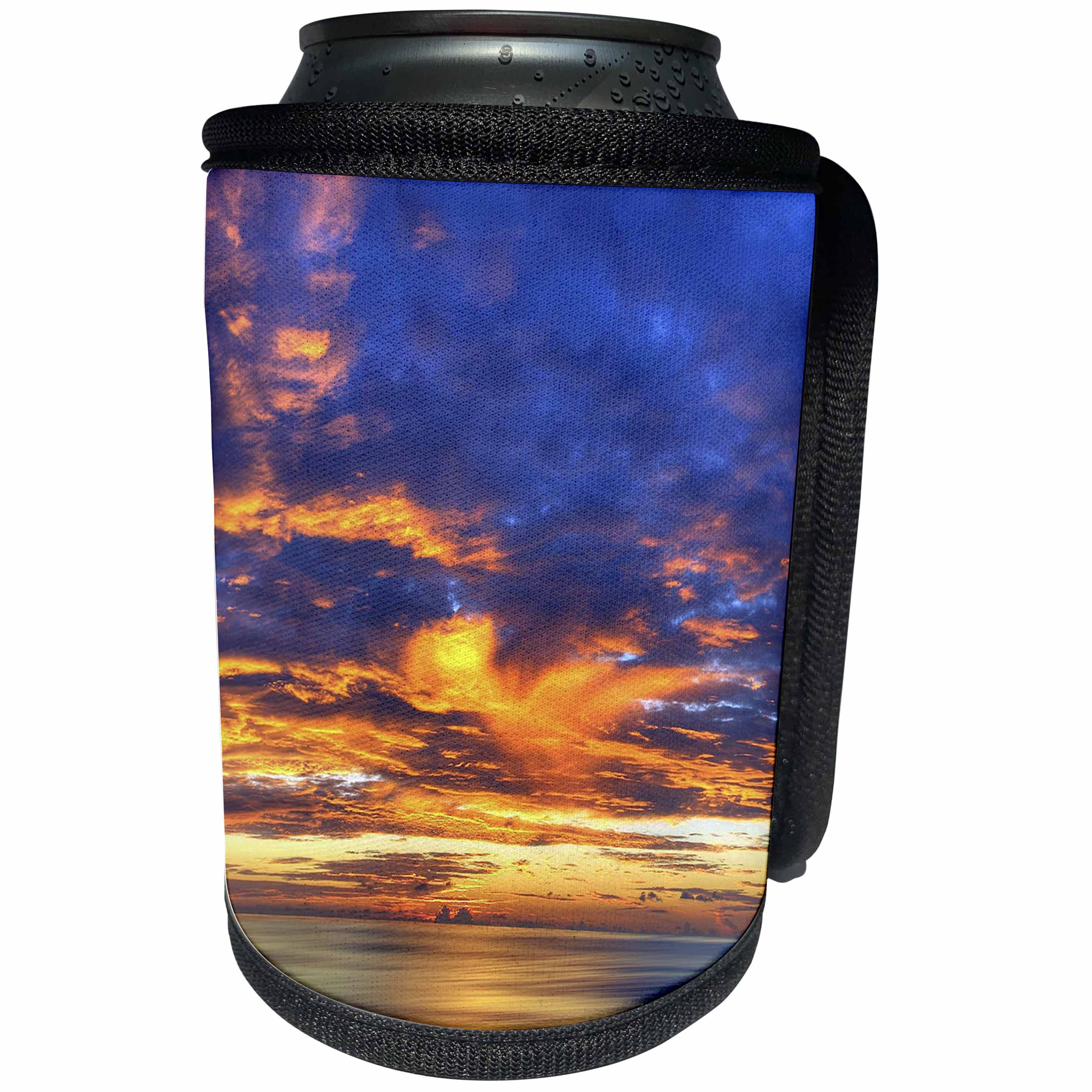 3dRose Stamp City - beach - Photograph of a stunning sunset at a beach on the Jersey Shore. - Can Cooler Bottle Wrap (cc_293535)