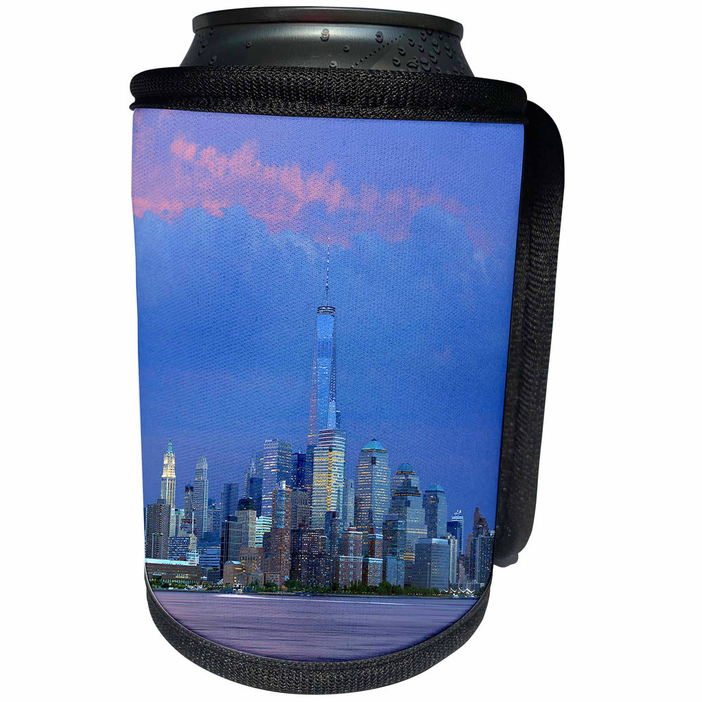 3dRose Stamp City - cityscape - Photograph of the New York skyline from Hoboken, New Jersey. - Can Cooler Bottle Wrap (cc_293538)