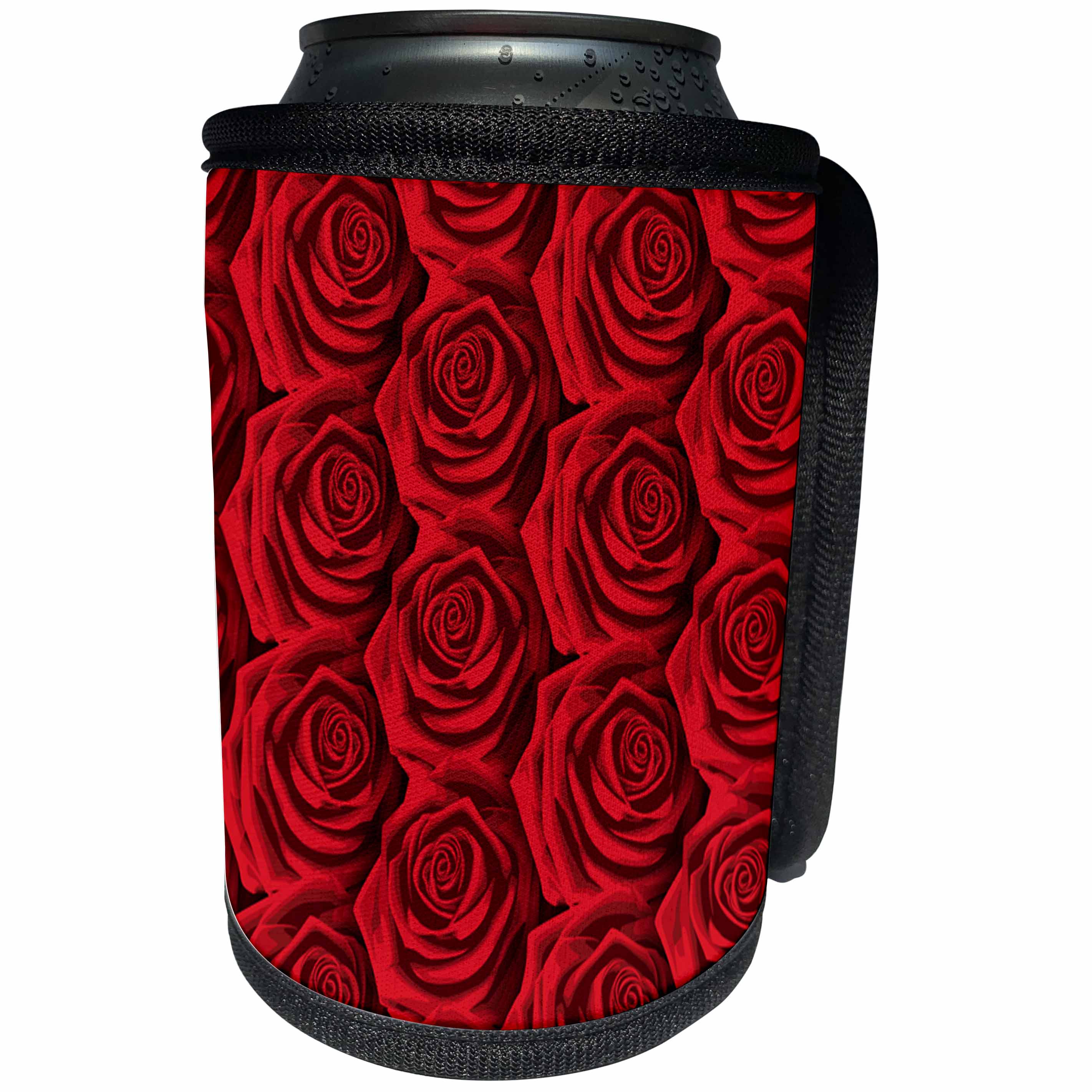 3dRose Sven Herkenrath Art - Close up of Red Roses Nature Photography - Can Cooler Bottle Wrap (cc_293557)