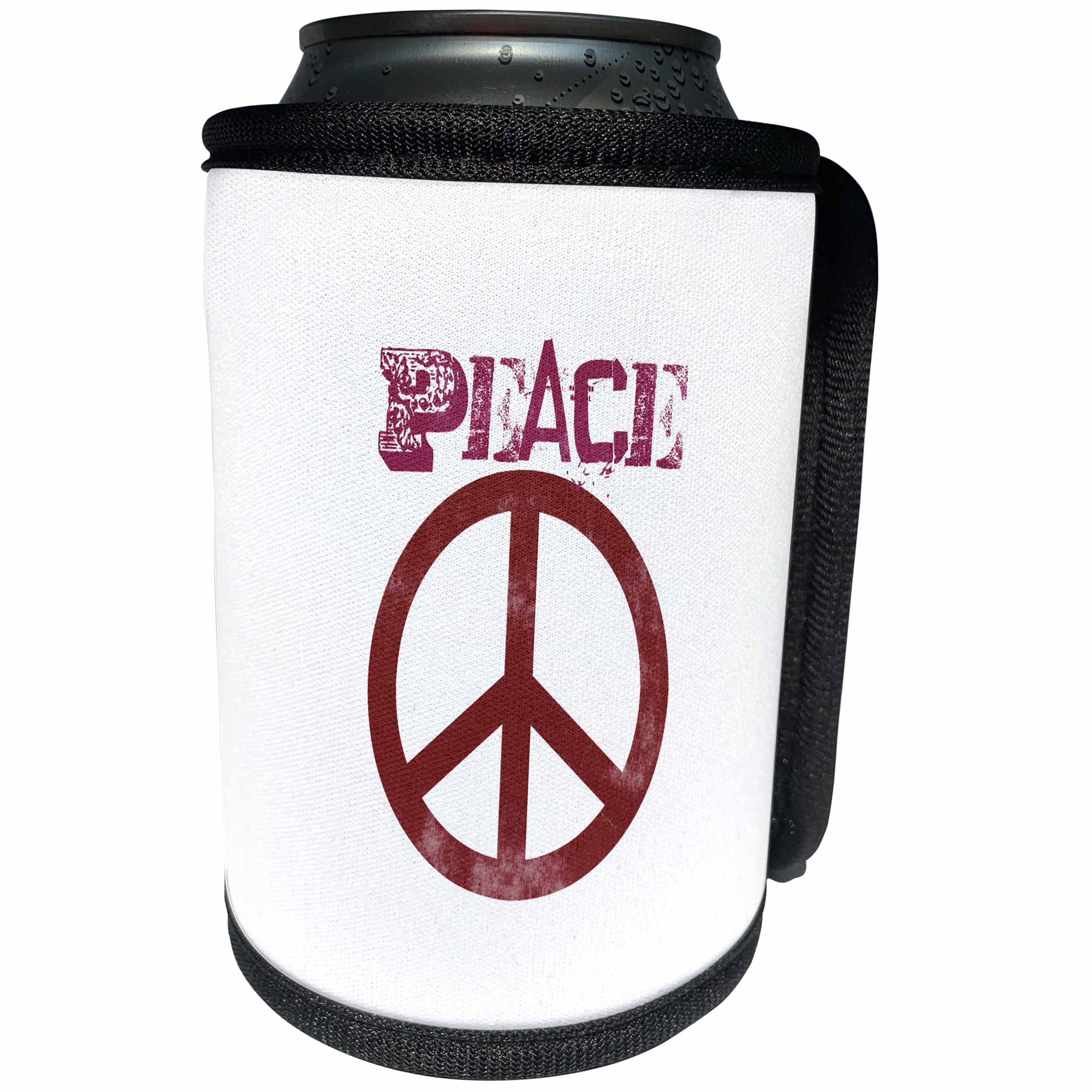 3dRose Patricia Sanders Creations - Pink Peace Sign Symbols Spirituality - Can Cooler Bottle Wrap (cc_29356)