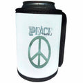 3dRose Patricia Sanders Creations - Turquoise Peace Sign Symbols Spirituality - Can Cooler Bottle Wrap (cc_29357)