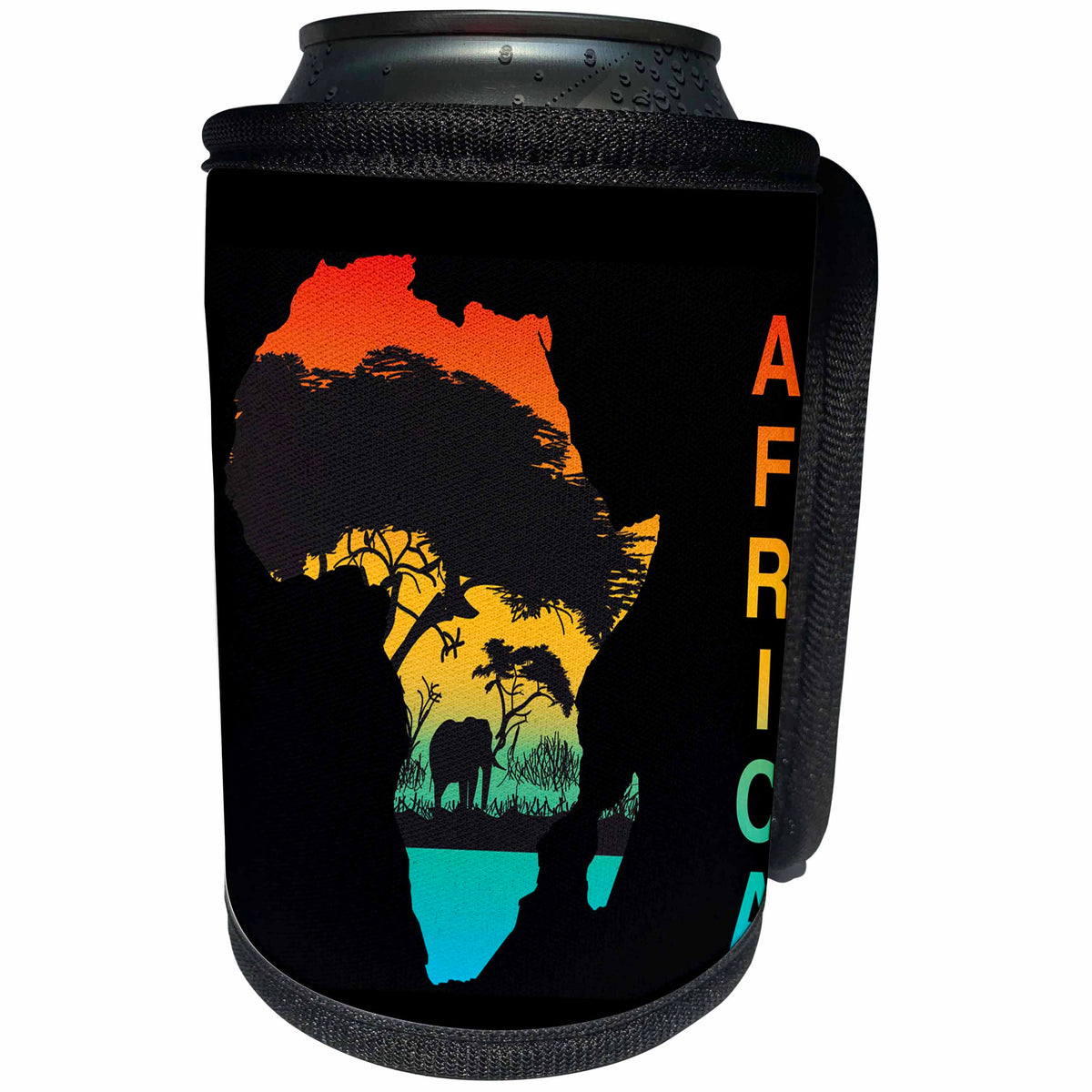 3dRose Sven Herkenrath Nature - Silhouette of African Map and African Landscape - Can Cooler Bottle Wrap (cc_293579)