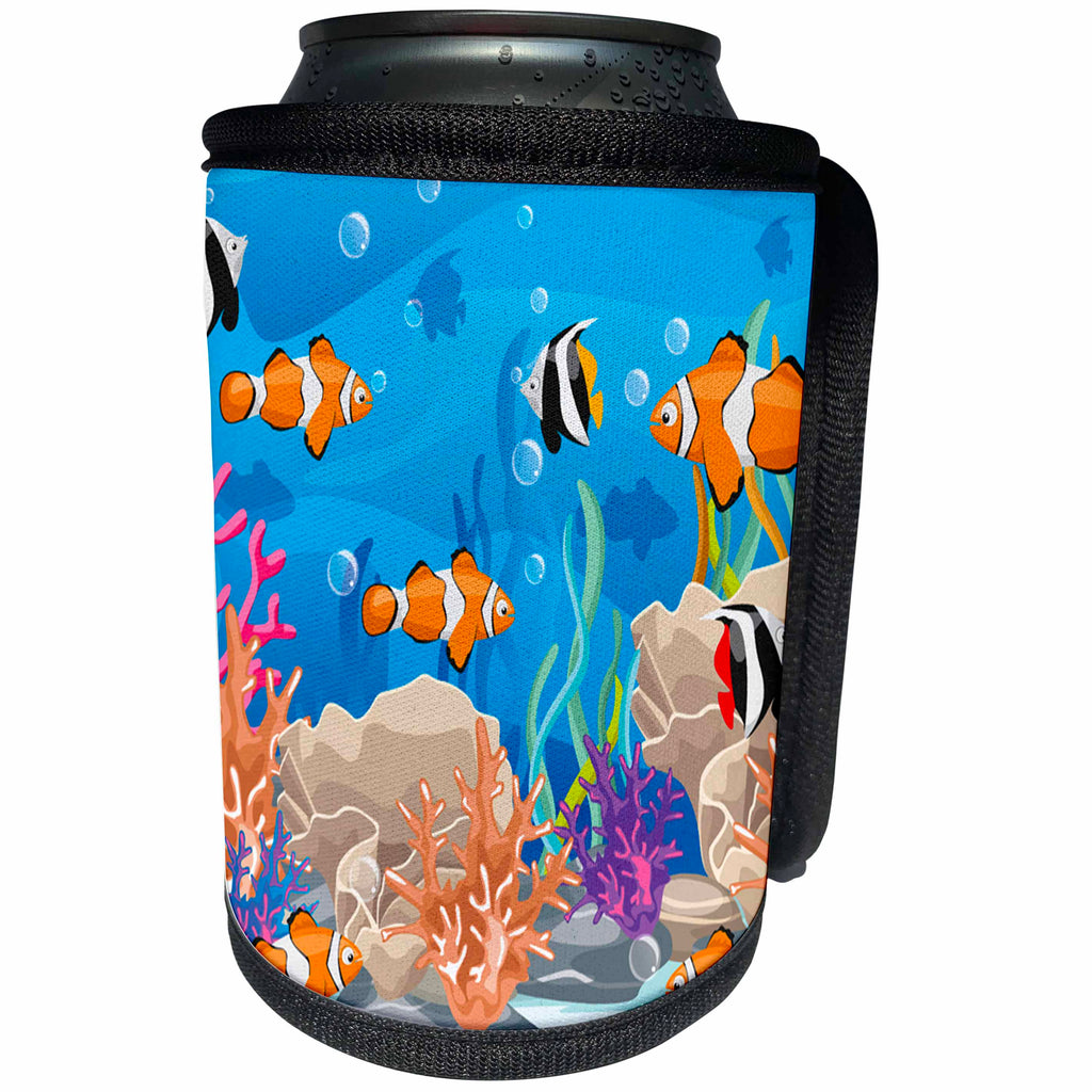 3dRose Sven Herkenrath Animal - Pretty Image of Underwater Life Fishes and Plants - Can Cooler Bottle Wrap (cc_293584)