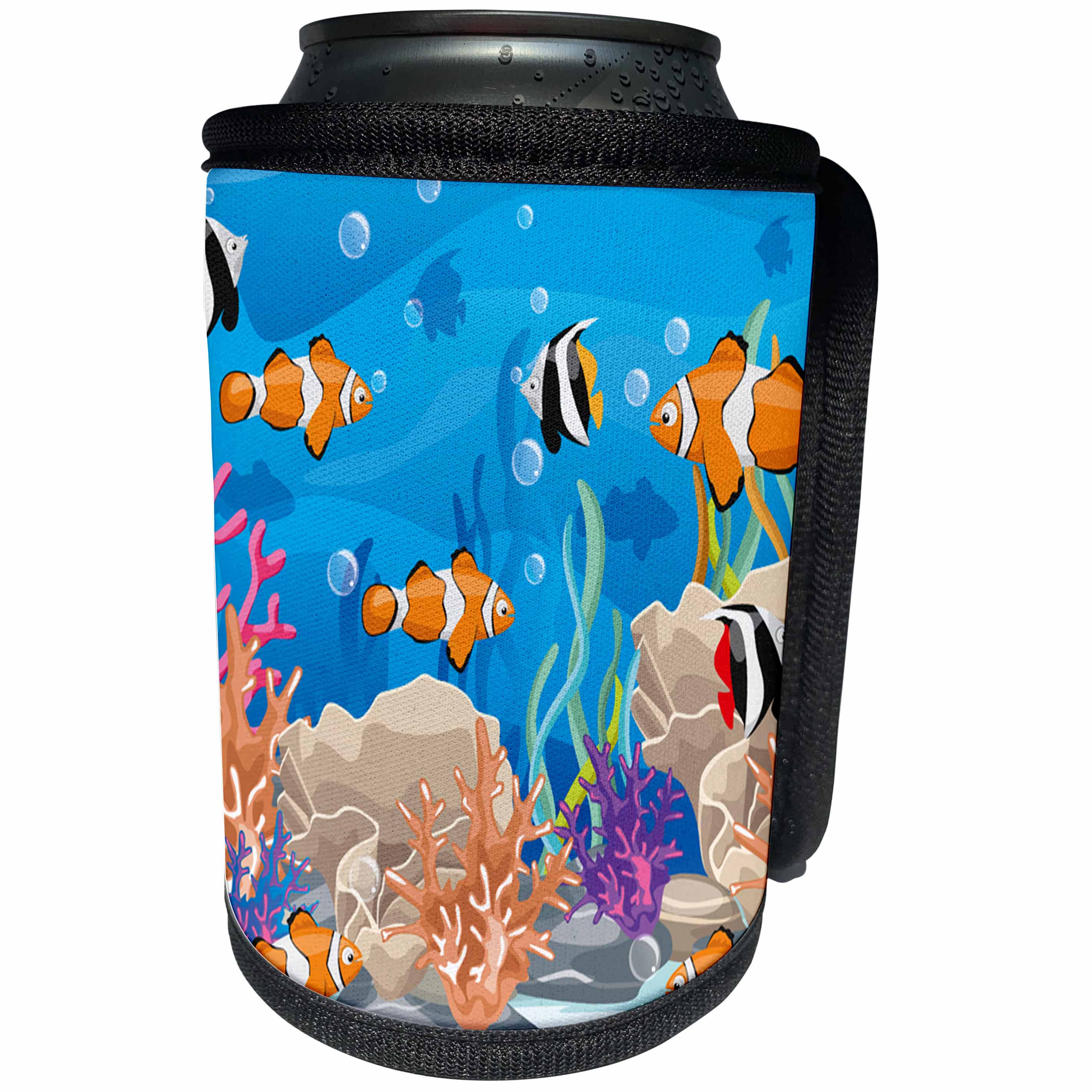 3dRose Sven Herkenrath Animal - Pretty Image of Underwater Life Fishes and Plants - Can Cooler Bottle Wrap (cc_293584)