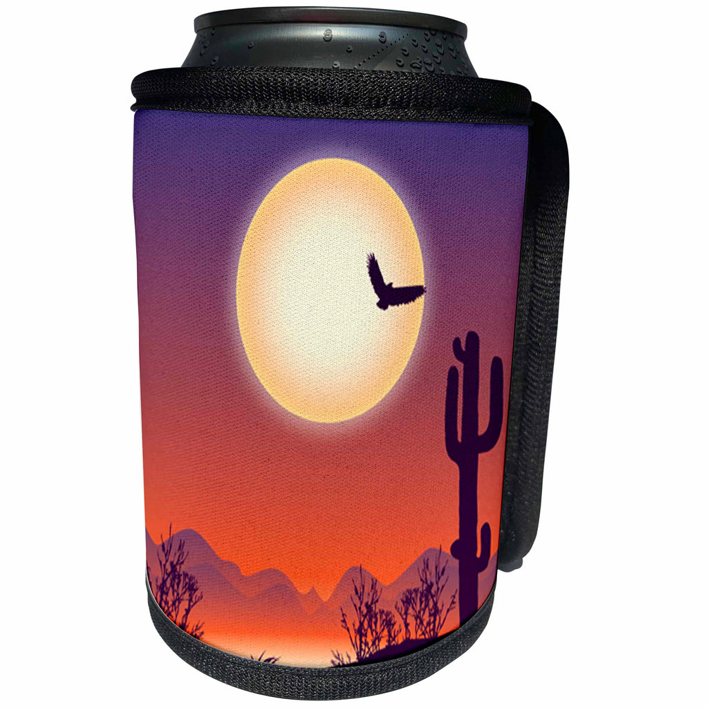 3dRose Sven Herkenrath Nature - Silhouette of Desert Landscape in Trendy Colors - Can Cooler Bottle Wrap (cc_293586)