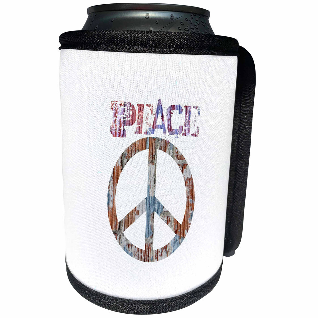 3dRose Patricia Sanders Creations - Multi Color Peace Sign Art Symbols Inspirational - Can Cooler Bottle Wrap (cc_29359)