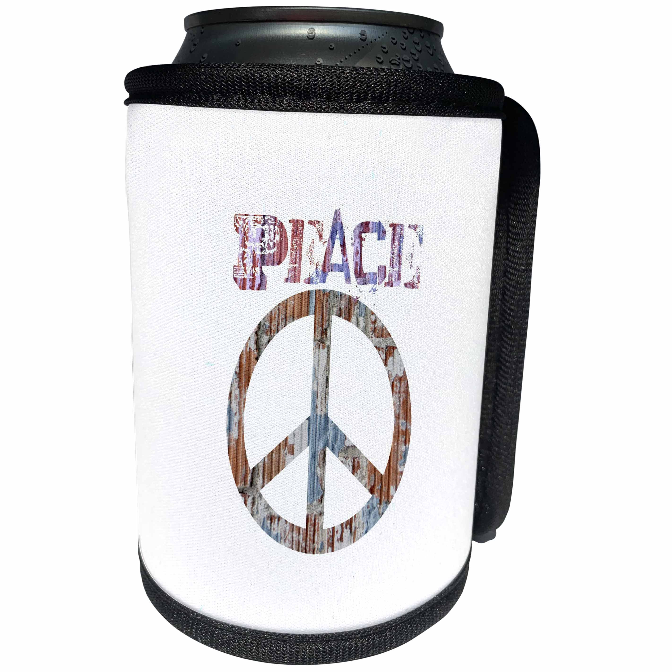 3dRose Patricia Sanders Creations - Multi Color Peace Sign Art Symbols Inspirational - Can Cooler Bottle Wrap (cc_29359)