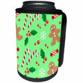 3dRose Sven Herkenrath Christmas - Christmas Pattern on Green Background Holiday Design - Can Cooler Bottle Wrap (cc_293608)