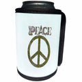 3dRose Patricia Sanders Creations - Green Peace Sign Symbols Spirituality - Can Cooler Bottle Wrap (cc_29361)