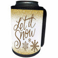 3dRose lens Art by Florene - Everything Gold - Image of Let It Snow On Gold Glitter With Snowflakes - Can Cooler Bottle Wrap (cc_293615)