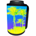 3dRose lens Art by Florene - Floral And Tree Abstracts - Image of Two Neon Yellow Palms On Bright blue Sky - Can Cooler Bottle Wrap (cc_293624)
