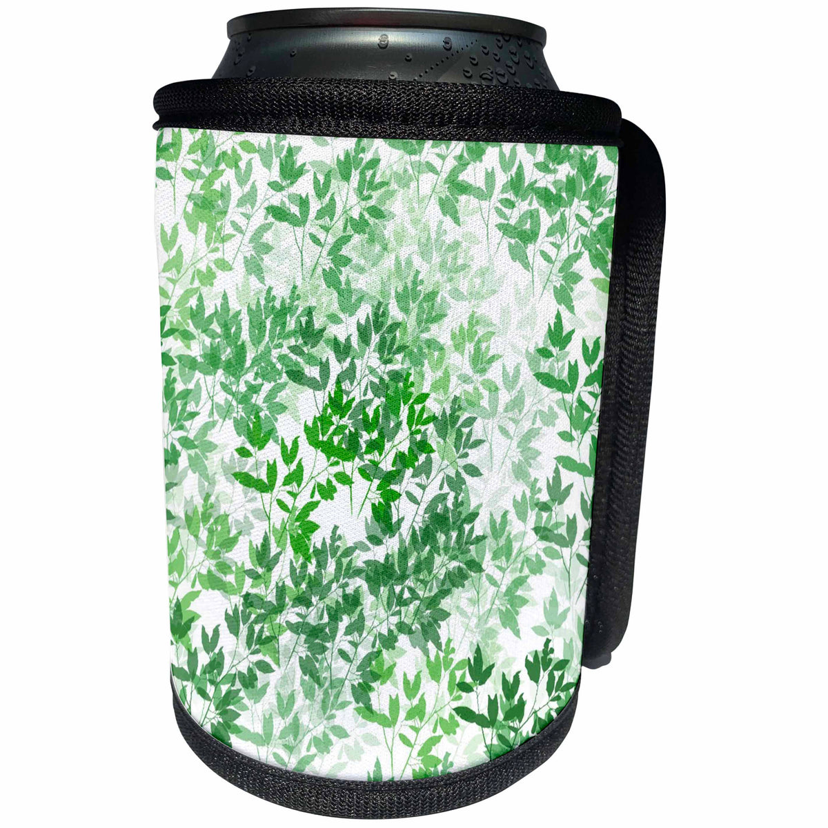 3dRose lens Art by Florene - Floral And Tree Abstracts - Image of Small Pattern Of Intertwined Green Leaves - Can Cooler Bottle Wrap (cc_293636)