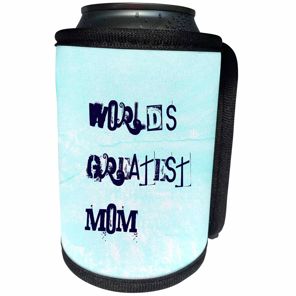 3dRose Patricia Sanders Creations - Worlds Greatest Mom Words Mothers Day - Can Cooler Bottle Wrap (cc_29364)