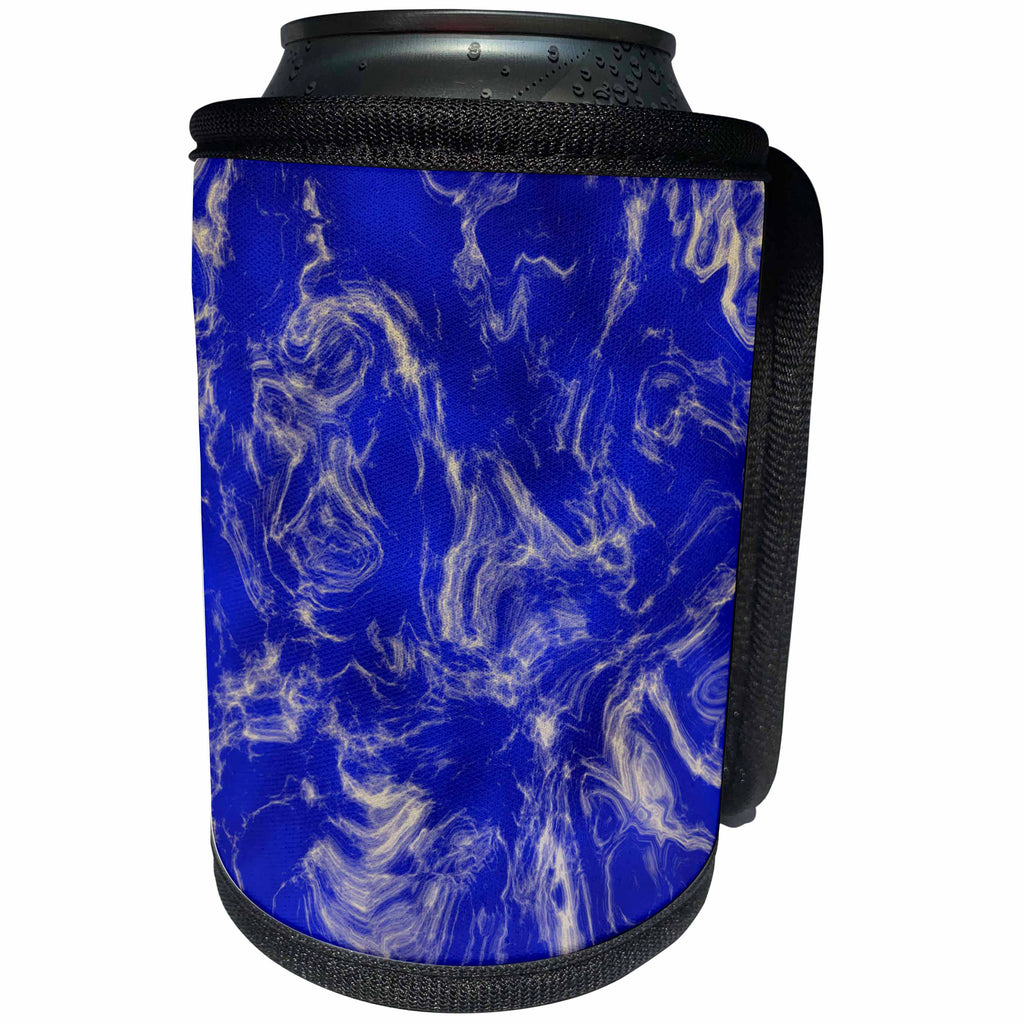 3dRose Andrea Haase Abstract Art And Design - Blue Marbled Paint - Can Cooler Bottle Wrap (cc_293823)