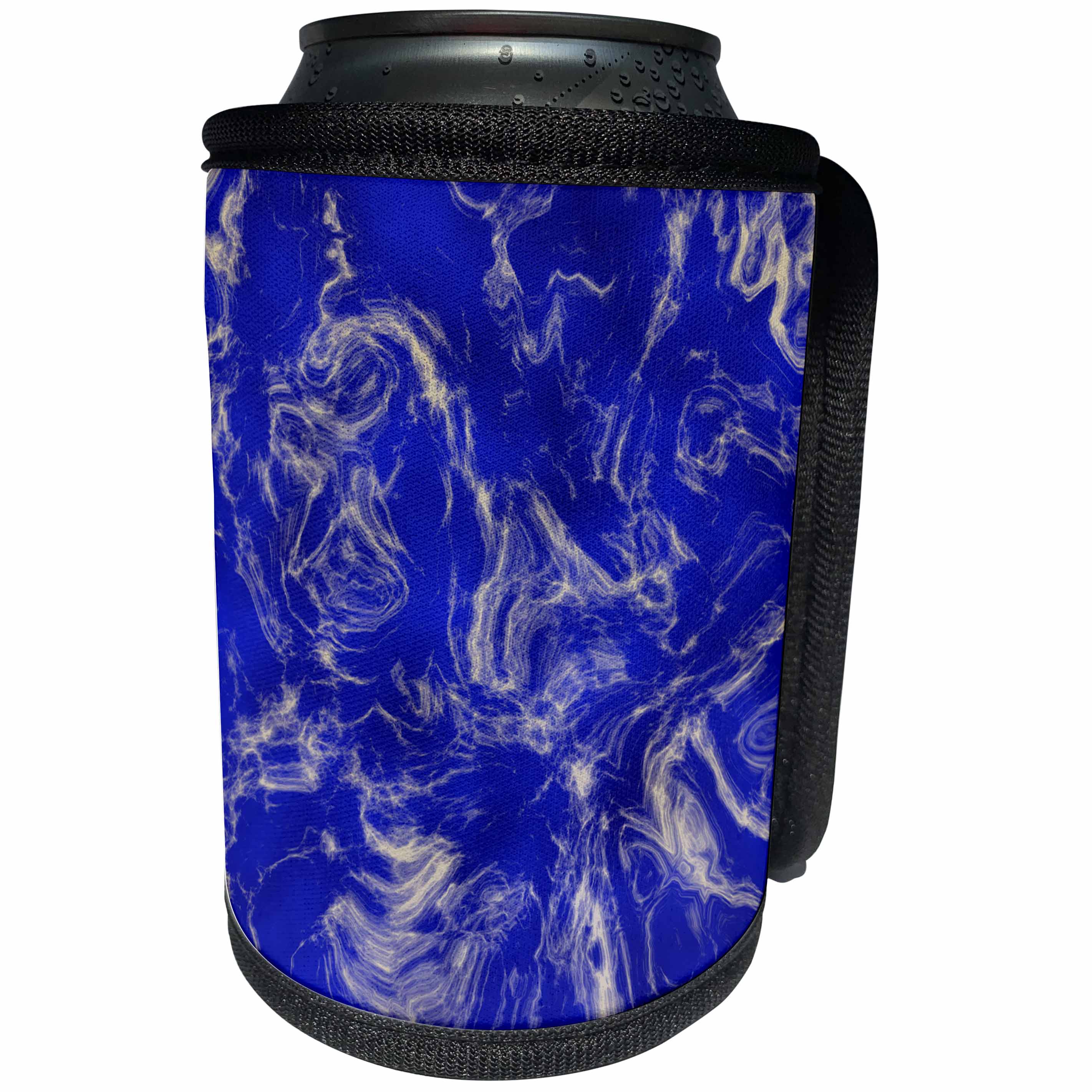3dRose Andrea Haase Abstract Art And Design - Blue Marbled Paint - Can Cooler Bottle Wrap (cc_293823)