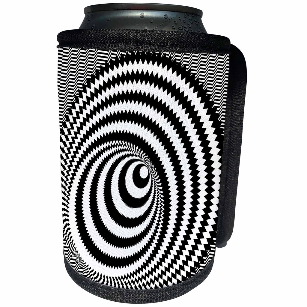 3dRose Andrea Haase Graphic Art - Pop Art Circles In Black And White - Can Cooler Bottle Wrap (cc_293831)
