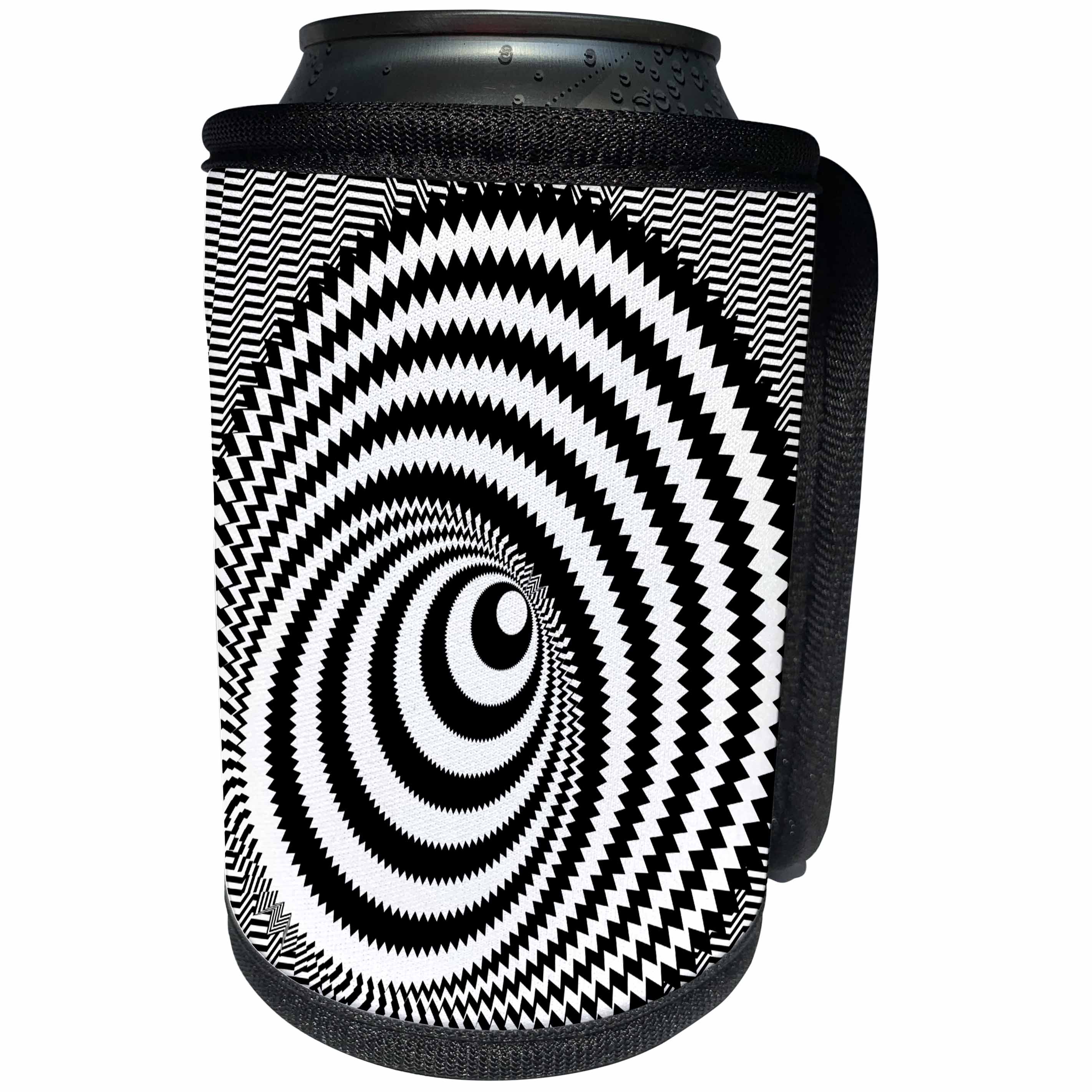 3dRose Andrea Haase Graphic Art - Pop Art Circles In Black And White - Can Cooler Bottle Wrap (cc_293831)