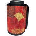 3dRose Andrea Haase Art Illustration - Mixed Media Collage Art Painting With Golden Gingko Leaf - Can Cooler Bottle Wrap (cc_293844)