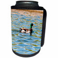3dRose Jos Fauxtographee- Duck on Pond - A duck swimming on a pond of blue with green reflections - Can Cooler Bottle Wrap (cc_293893)