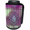 3dRose Jos Fauxtographee- Letter M Monogram Pink - A monogram of a letter M on rod iron with pink and green - Can Cooler Bottle Wrap (cc_294277)