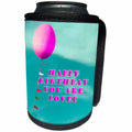 3dRose Jos Fauxtographee- Pink Balloon Happy Birthday - Happy Birthday You are Loved with a pink balloon on green sky - Can Cooler Bottle Wrap (cc_294281)
