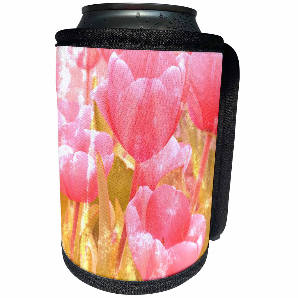 3dRose Patricia Sanders Flowers - Vintage Pink Tulips Photography Flowers Easter - Can Cooler Bottle Wrap (cc_29429)