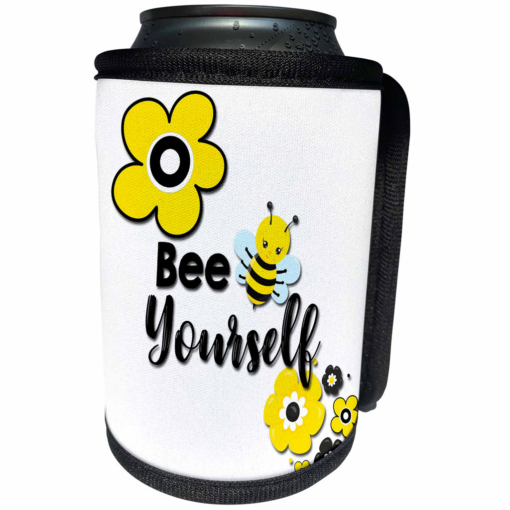 3dRose Spiritual Awakenings Cartoon Animals - Fun with bees and words - Can Cooler Bottle Wrap (cc_294347)