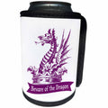 3dRose Russ Billington Designs - Beware of The Dragon- Heraldic Dragon and text in Purple - Can Cooler Bottle Wrap (cc_294362)