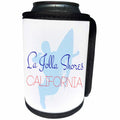 3dRose Alexis Design - American Surfing Places - La Jolla Shores, California. Decorative text and a surfer image - Can Cooler Bottle Wrap (cc_294576)