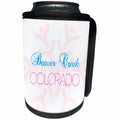 3dRose Alexis Design - American Skiing Places - Beaver Creek, Colorado blue, red text, large pink snowflake - Can Cooler Bottle Wrap (cc_294580)