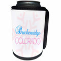 3dRose Alexis Design - American Skiing Places - Breckenridge, Colorado blue, red text, large pink snowflake - Can Cooler Bottle Wrap (cc_294581)