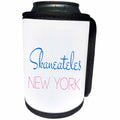 3dRose Can Cooler Bottle Wrap - Alexis Design - Skaneateles, New York Decorative Text in Blue and Red