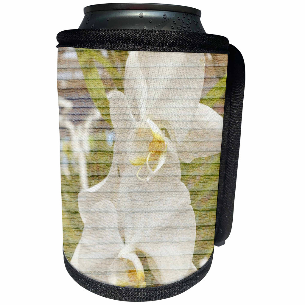 3dRose Patricia Sanders Flowers - White and Yellow Orchid Flowers Tropical Flowers Flower Photography - Can Cooler Bottle Wrap (cc_29459)