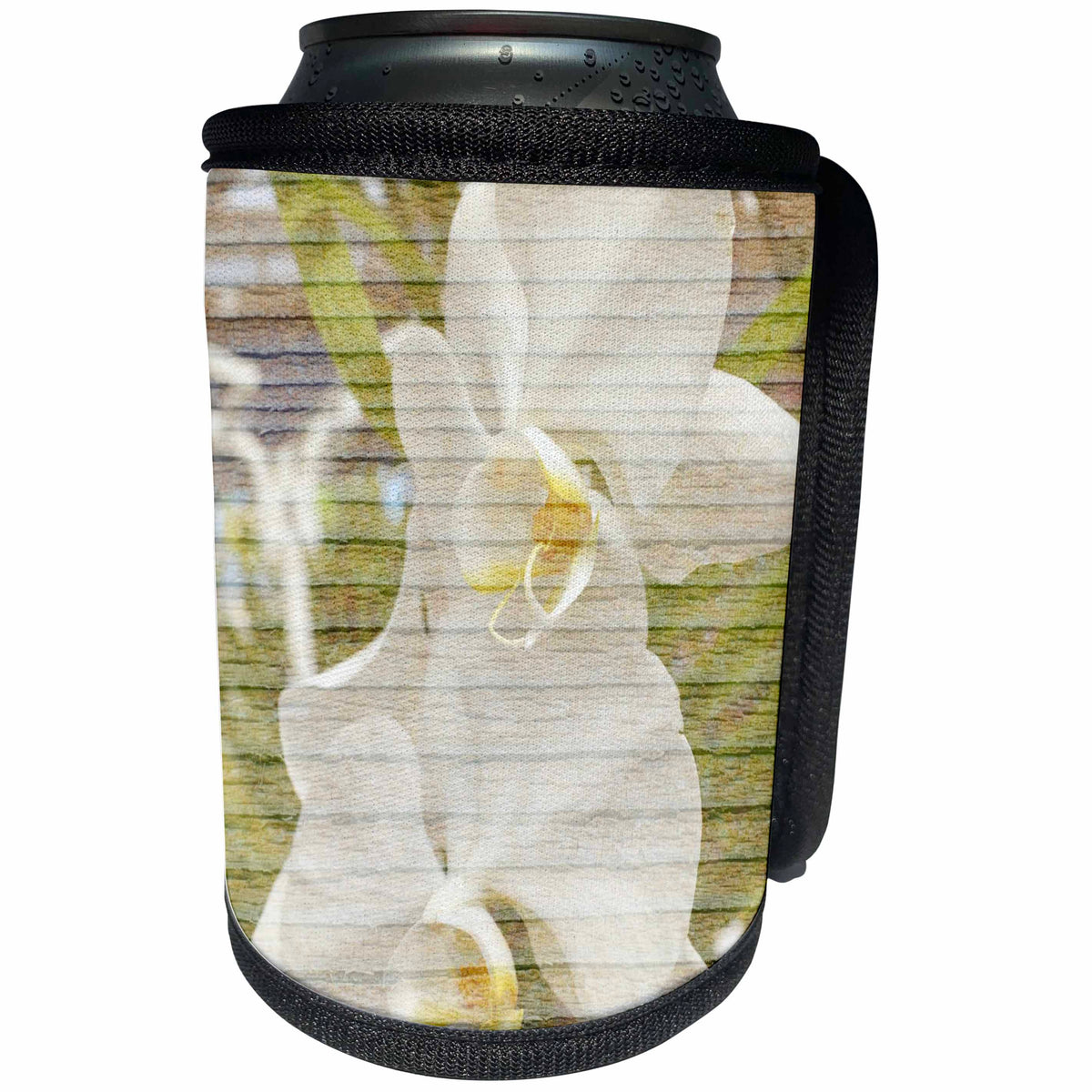 3dRose Patricia Sanders Flowers - White and Yellow Orchid Flowers Tropical Flowers Flower Photography - Can Cooler Bottle Wrap (cc_29459)