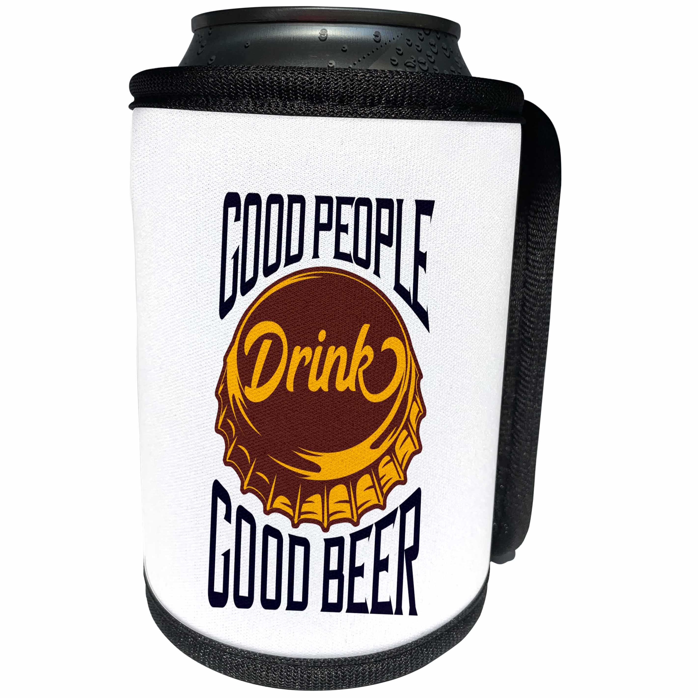 3dRose Alexis Design - Funny Beer - Good people drink good beer, bottle cap image - Can Cooler Bottle Wrap (cc_294595)