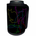 3dRose Alexis Design - Cats - Mix of colorful outlined cat silhouettes on black background - Can Cooler Bottle Wrap (cc_294599)